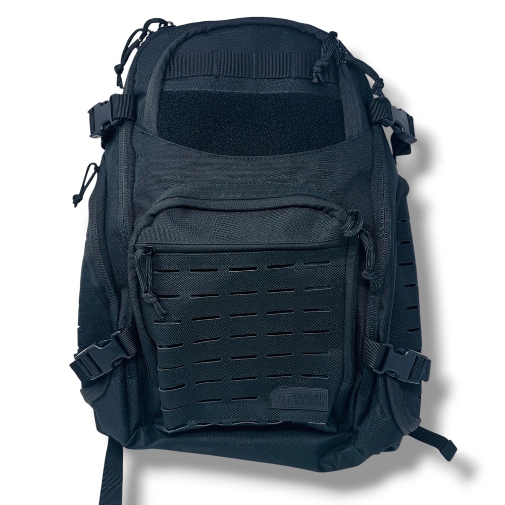 Highland Tactical Stealth Heavy Duty Black Molle Backpack Military Style Bag